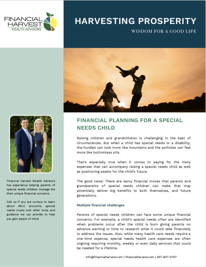 Financial Planning for a Special Needs Child
